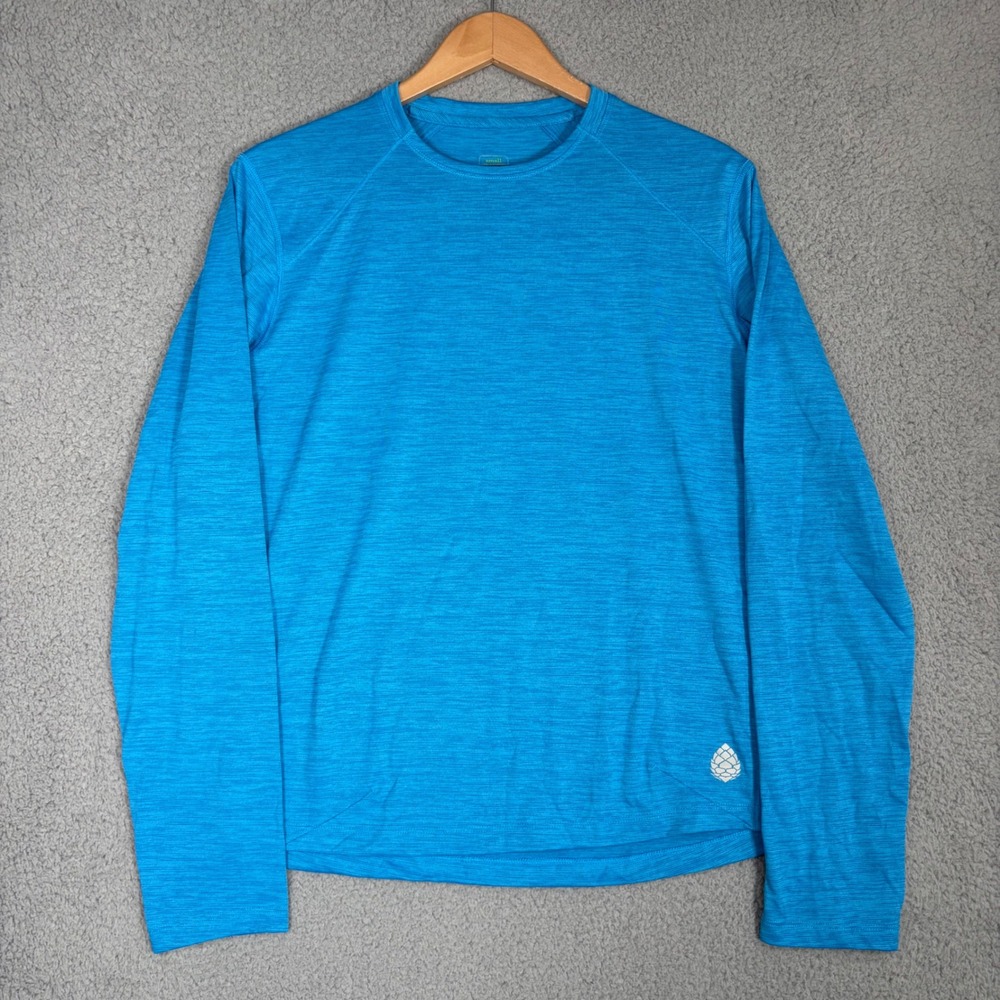 Stio Shirt Mens Small Blue Long Sleeve Crew Neck Activewear Polyester Running